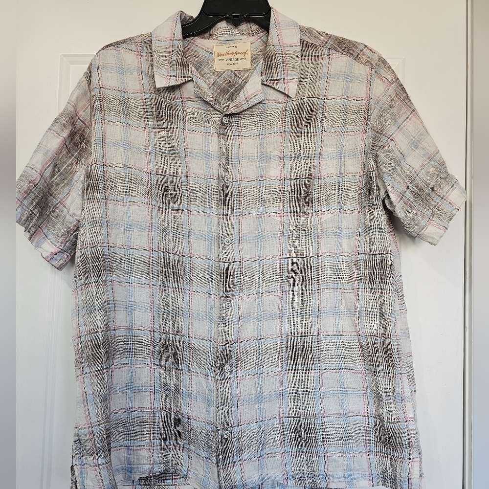 Weatherproof Vintage linen plaid shirt size XL